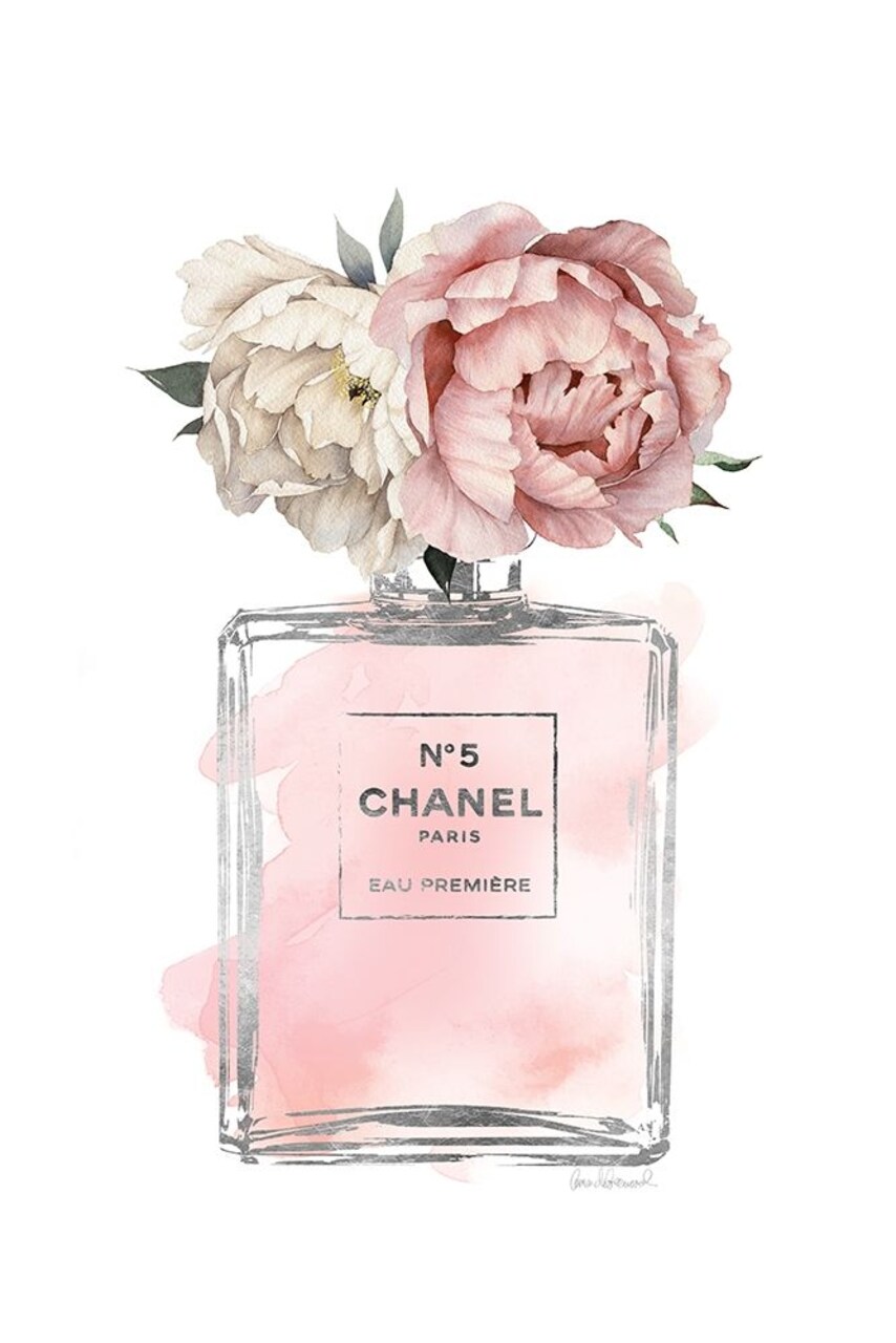 Silver Bottle Blush with Peony Poster Print by Amanda Greenwood # AGD116473